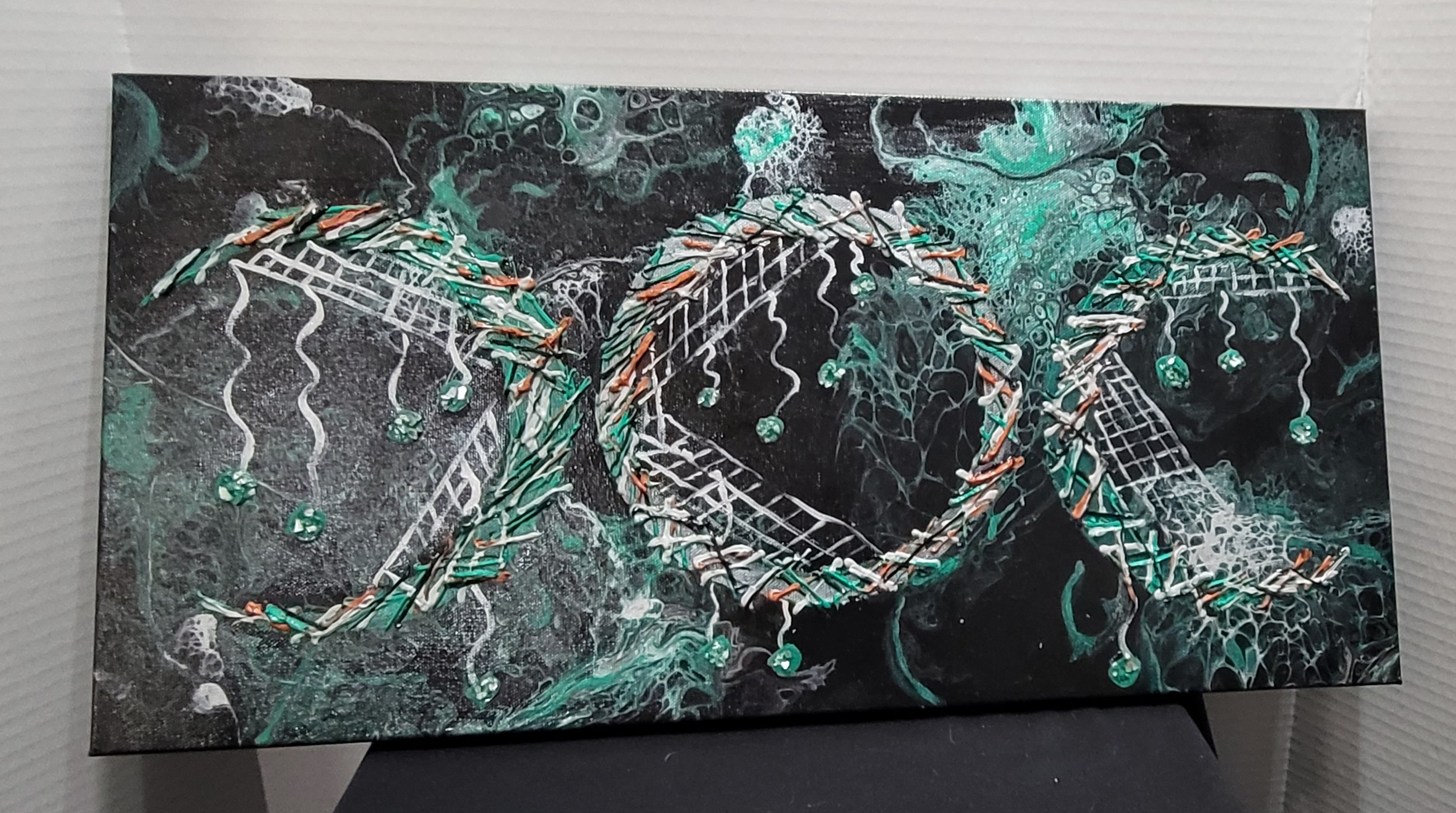 One-of-a-Kind Acrylic Pour Painting with 3D Moon Cycles