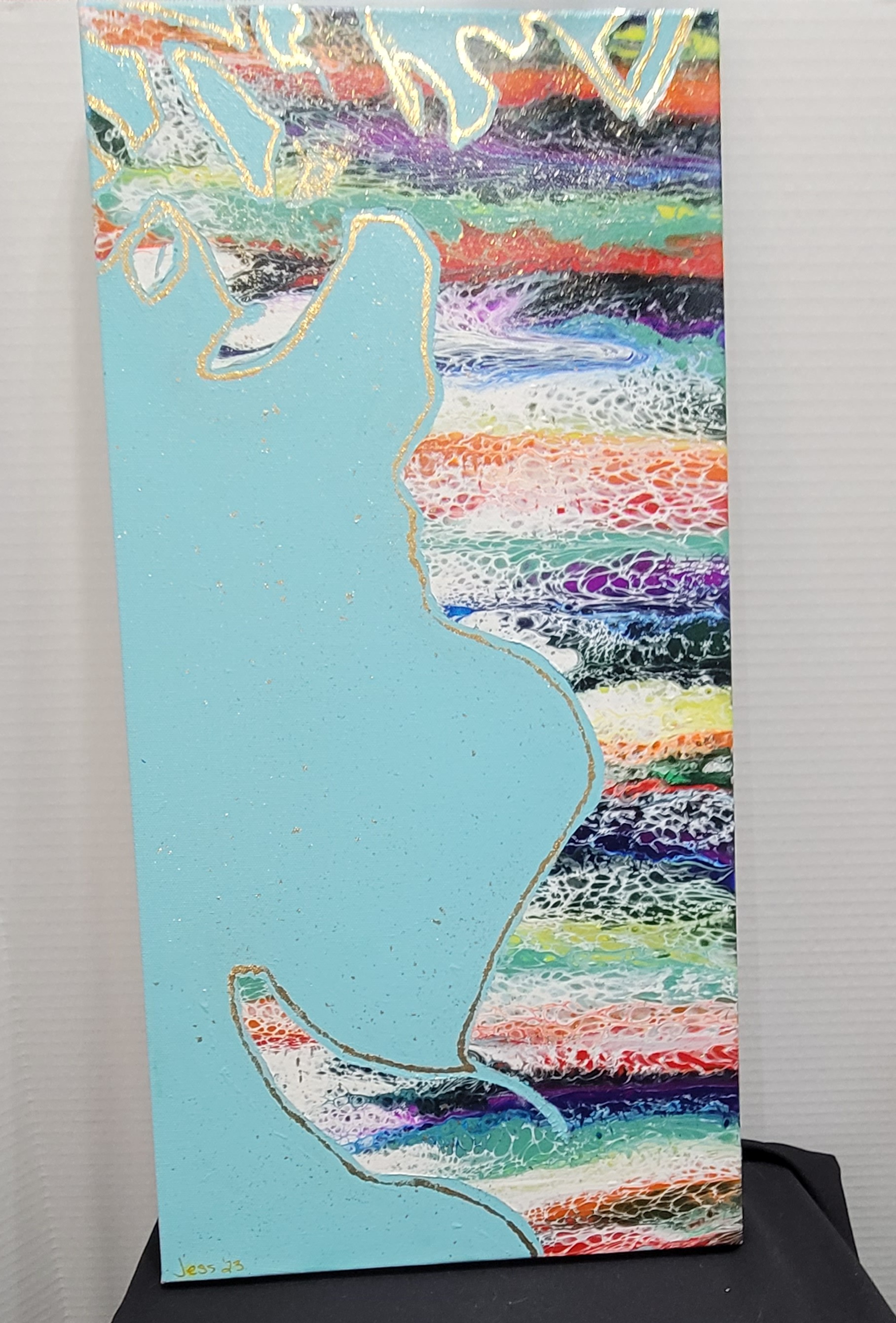 One-of-a-Kind Acrylic Swipe Art in Druidic Outline Form